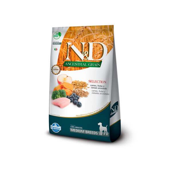 N&D Ancestral Selection Cães Adultos Medium Breeds Sabor carne - 15kg