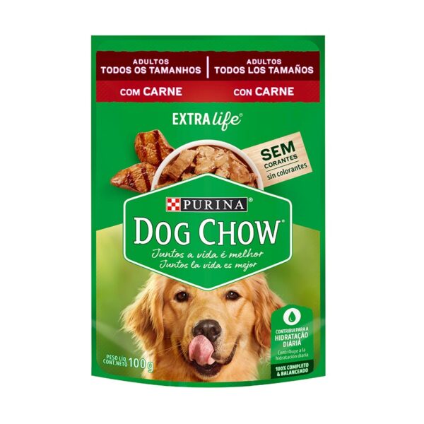Sachê Dog Chow Sabor Carne para Cães Adultos 100g