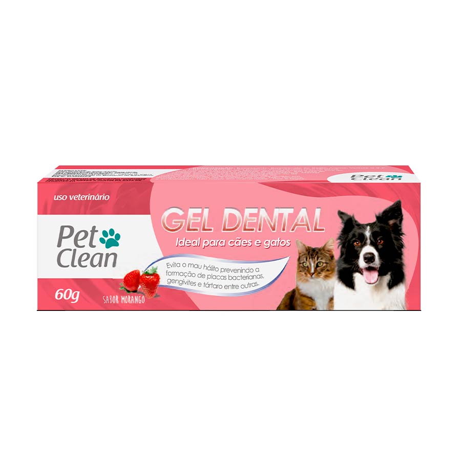 Gel Dental Pet Clean Sabor Morango para Cães e Gatos 60g