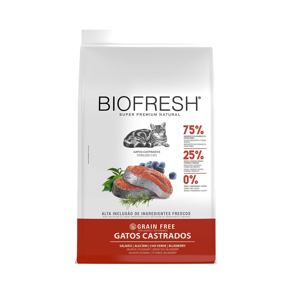 Ração Biofresh para gatos castrados sabor salmão 1,5kg