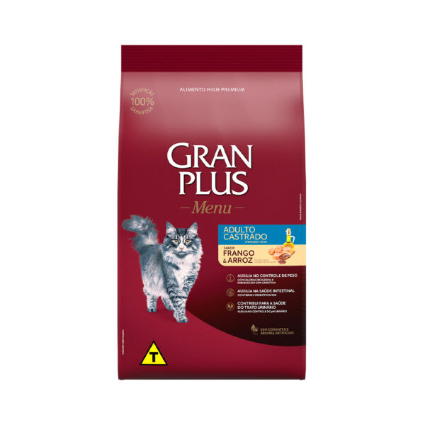 Ração GranPlus para Gatos Adultos Castrados Frango e Arroz 3KG