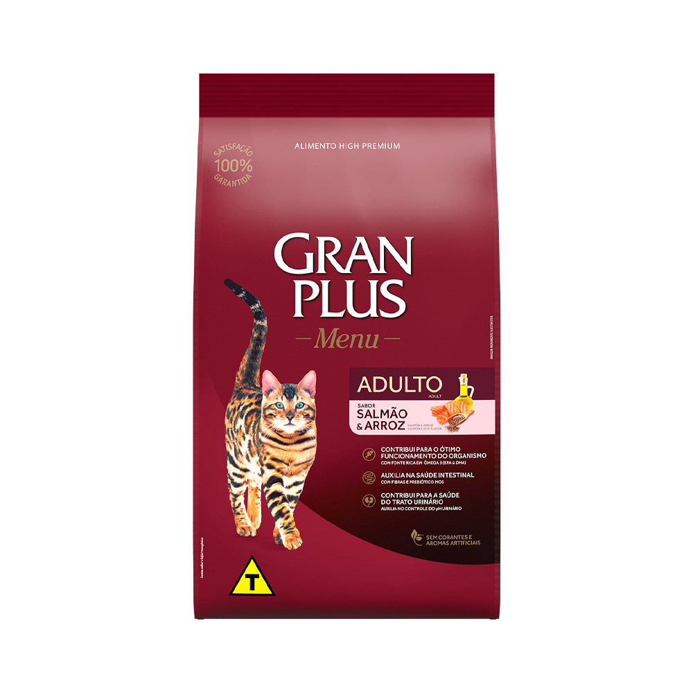 Ração GranPlus para Gatos Adultos Sabor Salmão e Arroz 1KG