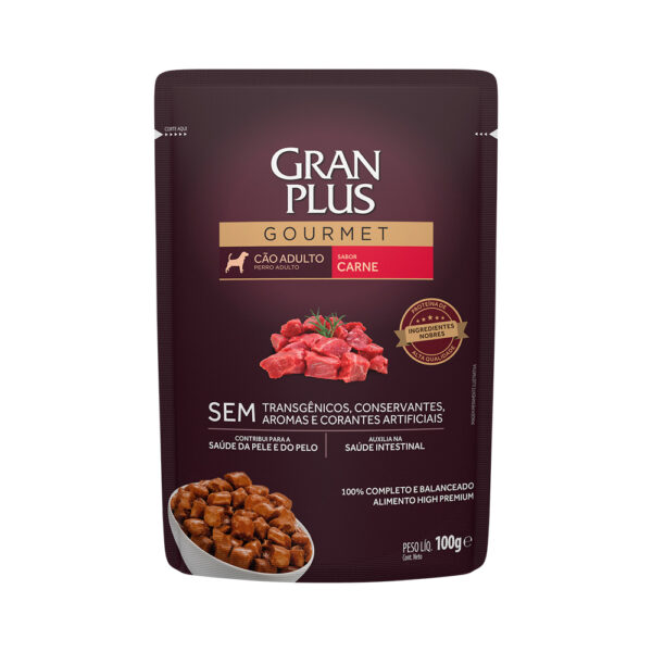 Sachê GranPlus Gourmet para Cães Adultos Sabor Carne - 100g