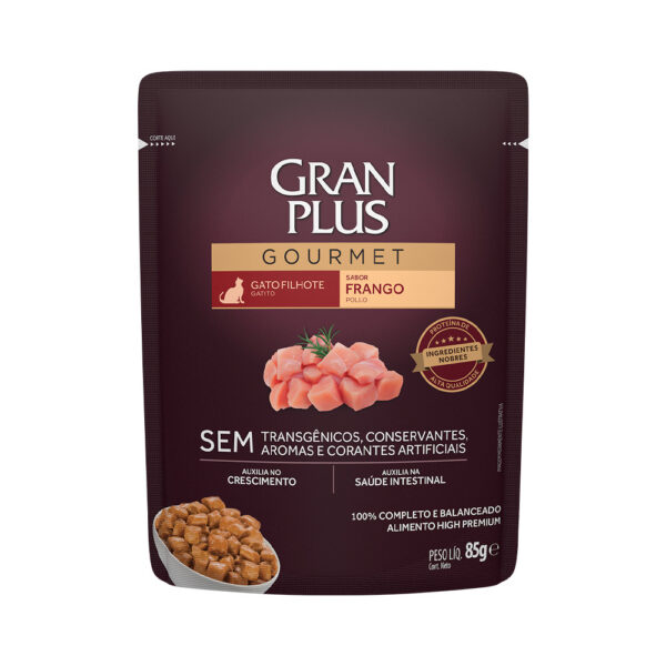 Sachê GranPlus Gourmet para Gatos Filhotes Sabor Frango - 85g