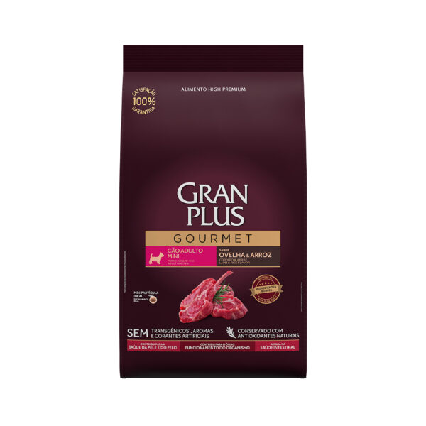 Ração GranPlus Gourmet para Cães Adultos de Porte Mini Sabor Ovelha e Arroz 3KG