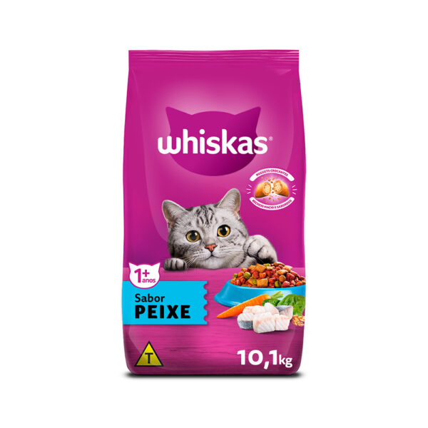 Ração Whiskas para gatos adultos sabor peixe 10,1kg