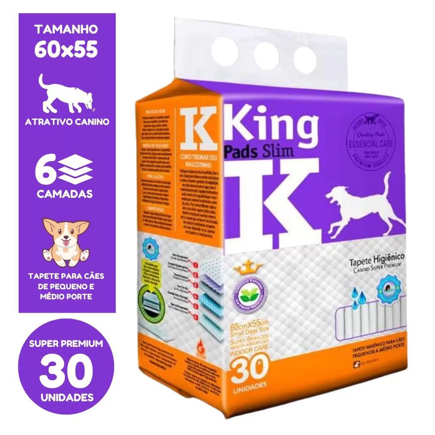 Tapete Higiênico King 60X55 com 30 unidades