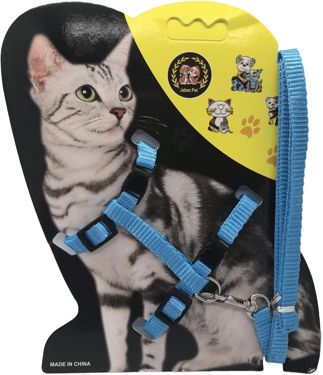 Conjunto peitoral com guia para gatos (cor azul)