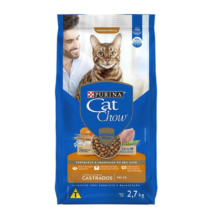Ração Cat Chow para gatos Castrados Sabor Peixe 2,7kg