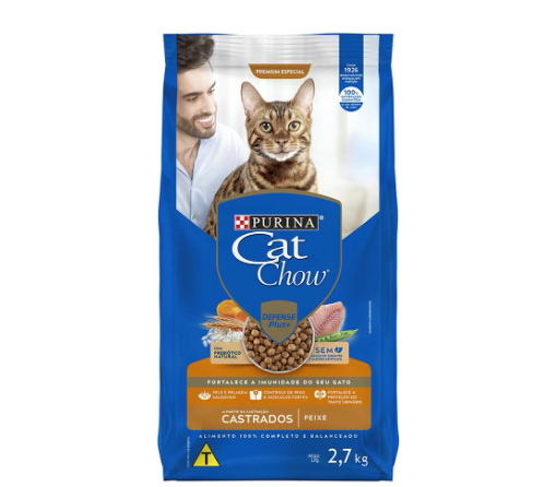 Ração Cat Chow para gatos Castrados Sabor Peixe 2,7kg