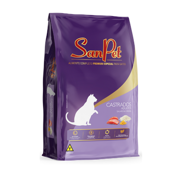 Ração San Pet para Gatos Castrados Sabor Salmão 10KG