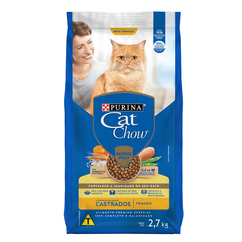 Ração Cat Chow para Gatos Castrados Sabor Frango 2,7kg