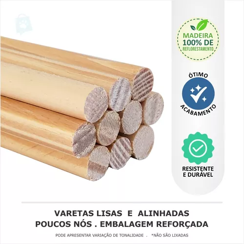 POLEIRO DE MADEIRA PARA AVES 08MM X 1MT-LISO