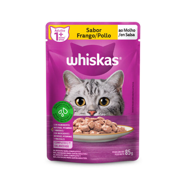 Sachê Whiskas para Gatos Adultos Sabor Frango ao Molho - 85g