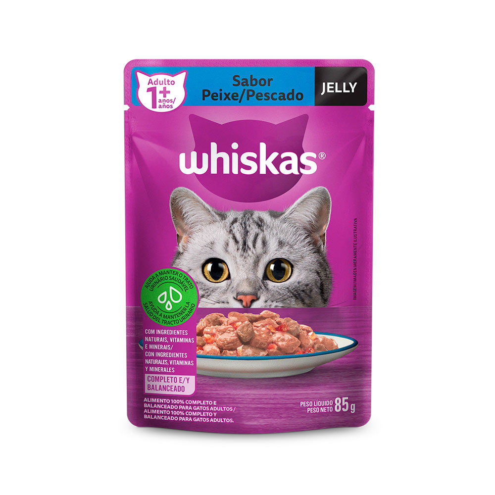 Sachê Whiskas Jelly para Gatos Adultos Sabor Peixe - 85g