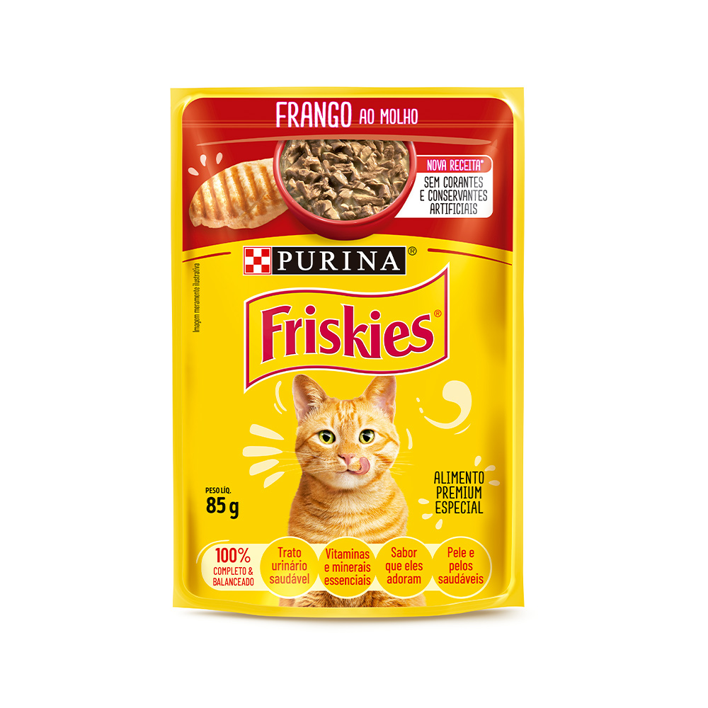 Sahê Friskies para Gatos Adultos Sabor Frango ao Molho - 85g