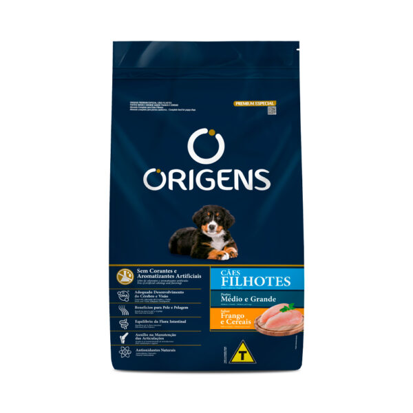 Ração Origens para Cães Filhotes de Médio e Grande Porte Sabor Frango 15KG