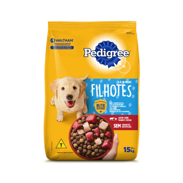 Ração Pedigree para Cães Filhotes de Porte Médio e Grande Sabor Carne, Frango e Cereais 15KG