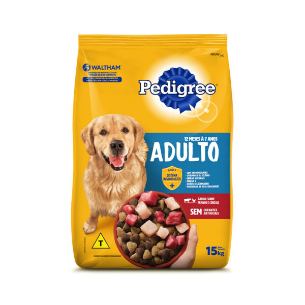 Ração Pedigree para Cães Adultos de Porte Médio e Grande Sabor Carne, Frango e Cereais 15KG