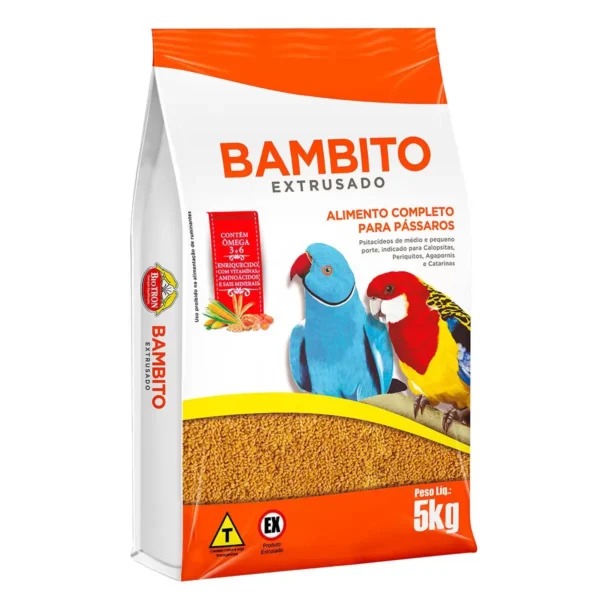 Biotron Bambito Extrusado 5kg - Ração Extrusada Para Psitacídeos Ringneck Rosela Calopsita