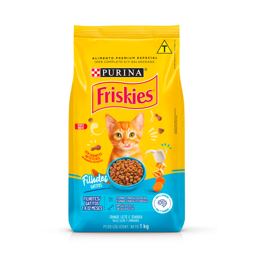 Ração Friskies para Gatos Filhotes Sabor Frango, Leite e Cenoura 1 KG