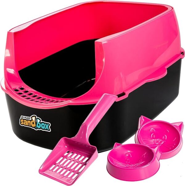 Kit Higiênico para Gatos Bandeja + Pá + Comedouros (Cores variadas) - Imagem 3