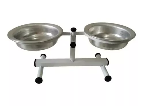 Comedouro Regulável Duplo Mini Elevado Ajustáve Alumínio 900 ML