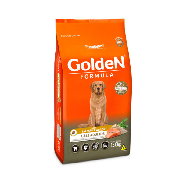 Ração Golden Fórmula para Cães Adultos Sabor Salmão e Arroz 15KG