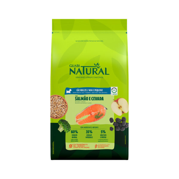 Ração Guabi Natural para Cães Adultos de Porte Mini e Pequeno Sabor Salmão e Cevada 10,1KG