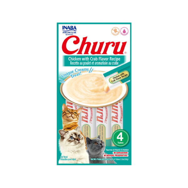 Purê Churu Sabor Frango e Caranguejo para Gatos 56g
