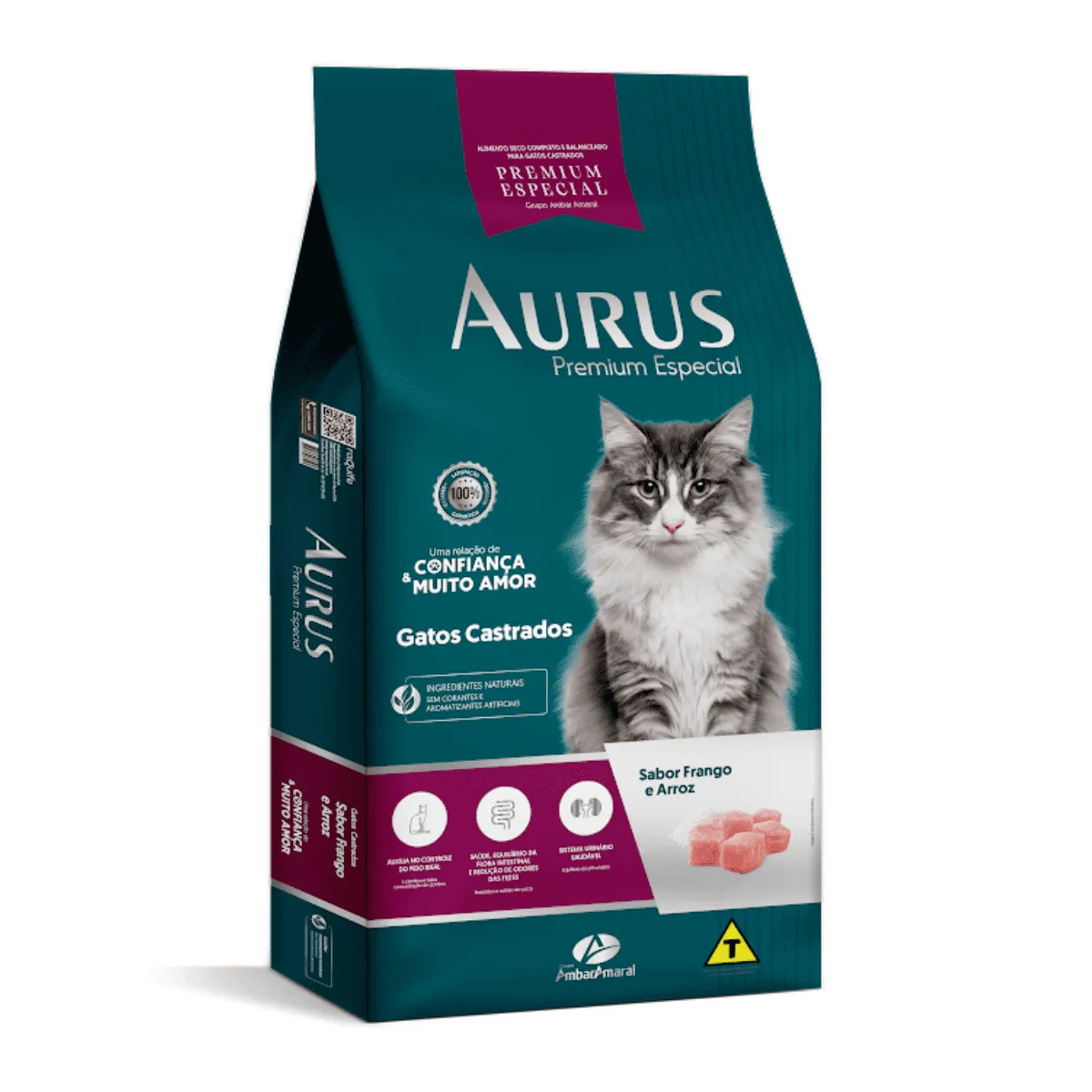 Ração Aurus para Gatos Castrados Sabor Frango 10,1kg