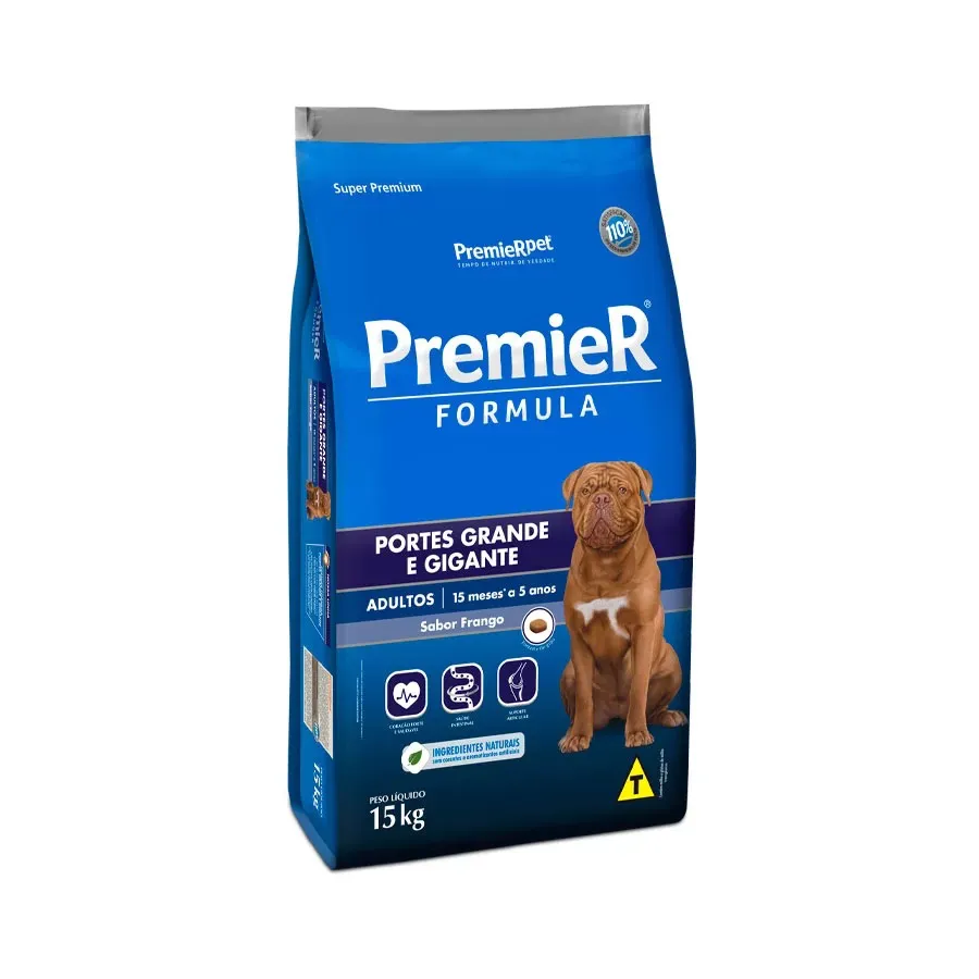 Ração Premier Fórmula para Cães Adultos de Raças Grandes e Gigantes Sabor Frango - 15kg