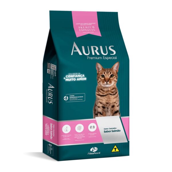 Ração Aurus para Gatos Castrados Sabor Salmão 10,1kg