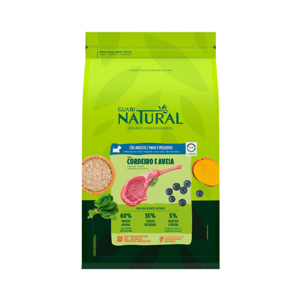 Ração Guabi Natural para Cães Adultos de Porte Mini e Pequeno Sabor Cordeiro e Aveia 10,1KG
