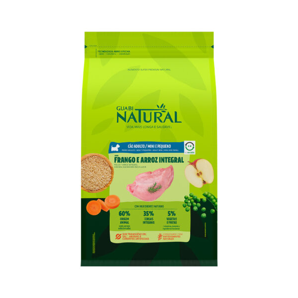 Ração Guabi Natural para Cães Adultos de Porte Mini e Pequeno Sabor Frango e Arroz Integral 2,5 KG