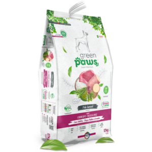 Ração Green Paws Cães Adultos Raças Médias E Grandes Pele Sensível Cordeiro E Batata Doce 12KG