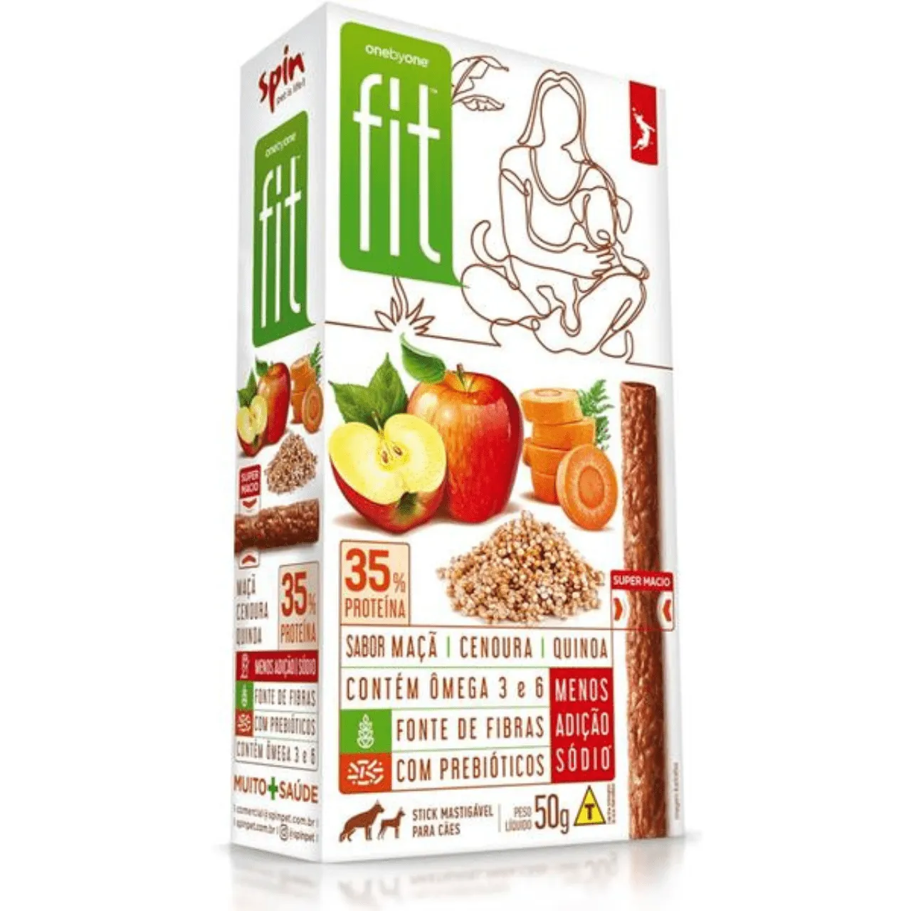 Petisco Stick Spin Fit Sabor Maçã, Cenoura e Quinoa - Cães - 50g