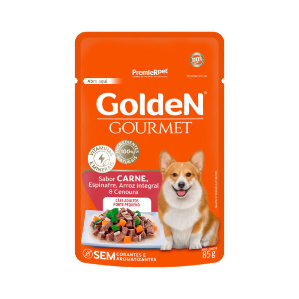 Sachê Golden Gourmet para Cães Adultos de Porte Pequeno Sabor Carne 85g