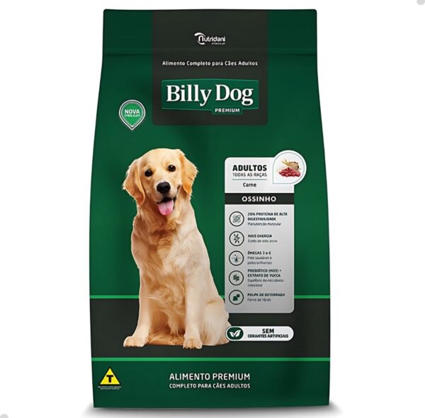 Ração Billy Dog Cão Adulto Ossinho Carne 15 KG