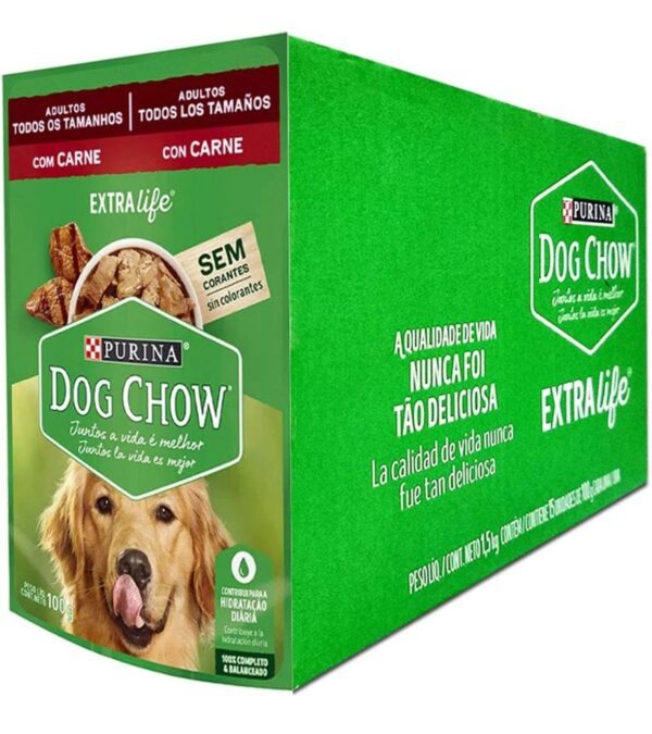 Caixa Dog Chow Cães Adultos Sabor Carne - 15 unidades