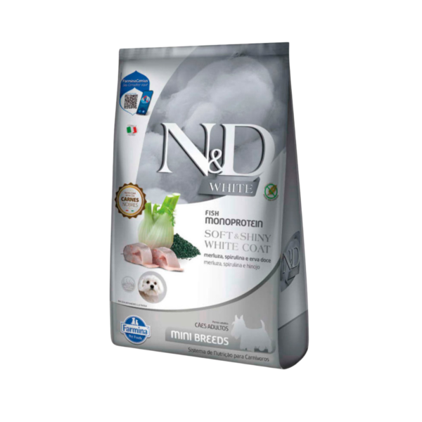 Ração Farmina N&D White para Cães Adultos de Porte Mini Sabor Merluza, Spirulina e Erva Doce 2 kg
